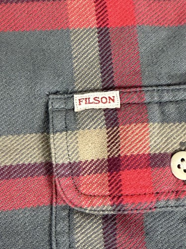 FILSON VINTAGE FLANNEL WORK SHIRT GRAY/RED/MULTI PLAID M NWT - Picture 12 of 14