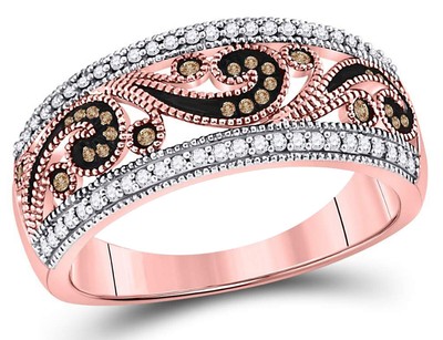 1/4 Karat (ctw) verbesserter roter und weißer Diamantring in 10K Roségold