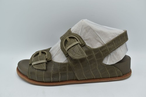 Sofft Womens Size 11 Adalia Olive Buckle Croc Embossed Suede Leather Sandals - Picture 5 of 11