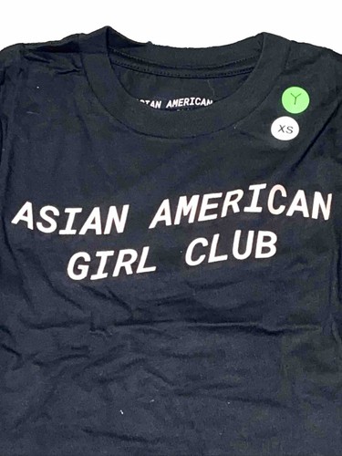 Asian American Girl Club Shirt Gray size Y XS Black W/ Pink Lettering