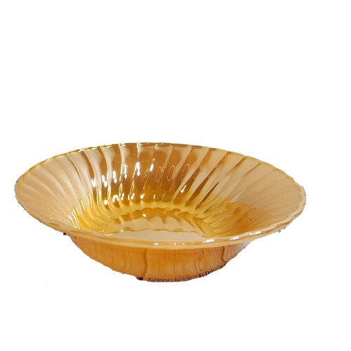 VTG Mid Century Anchor Hocking Fire King Peach Luster Iridescent Scalloped Bowl - Bild 3 von 13