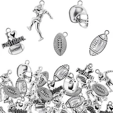 70 Pcs Football Theme Charms Mixed Silver Rugby Player Metal Alloy Pendants