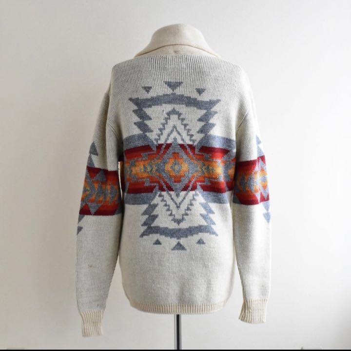 PENDLETON Vintage Native Pattern Shawl Collar Car… - image 2