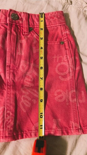 Gap × BARBIE High Rise Logo Denim Skirt GAP Barbie logo Pink Girls Sz 6 - Picture 7 of 7