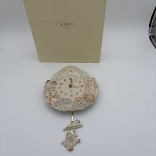 Lenox Fine Porcelain Noah's Ark Nursery Pendulum Wall Clock MNIB 1999