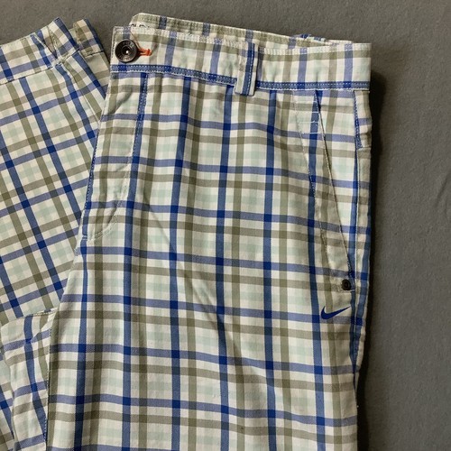 Nike Golf Pants 34x34 Blue White Plaid Dri Fit Tour Performance Activewear Chino - Picture 2 of 11