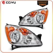 Headlights Assembly For 2005-2006 Honda CRV CR-V SE LX 2.4L Chrome Housing Pair