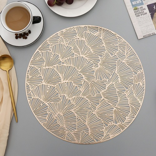 6/4 Stück Runde Tischsets Hohl PVC Mahlzeit Matte Anti-Heiß Esstisch Matte Steak Pad - Bild 16 von 26