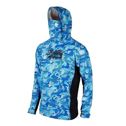 Pelagische Angelkleidung UPF 50+ Kapuze Gesichtsmaske Angeln Shirts Herren Outdoor Su - Bild 1 von 19