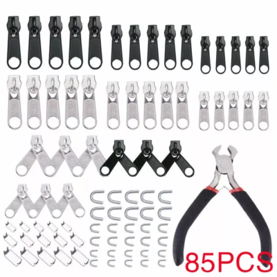 E-HOMEBESTBUY 85PCS Fix Zipper Replacement Metal Quickly Instant Repair Kit Zip Slider Tools