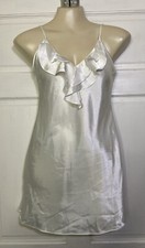 Fredericks Of Hollywood Size Medium White Satin Lace Slip Dress
