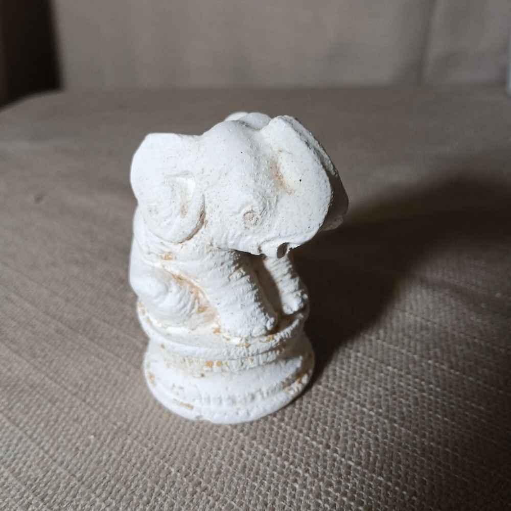 Vintage Chalkware Plaster Mini Lucky Elephant Figurine 2.5