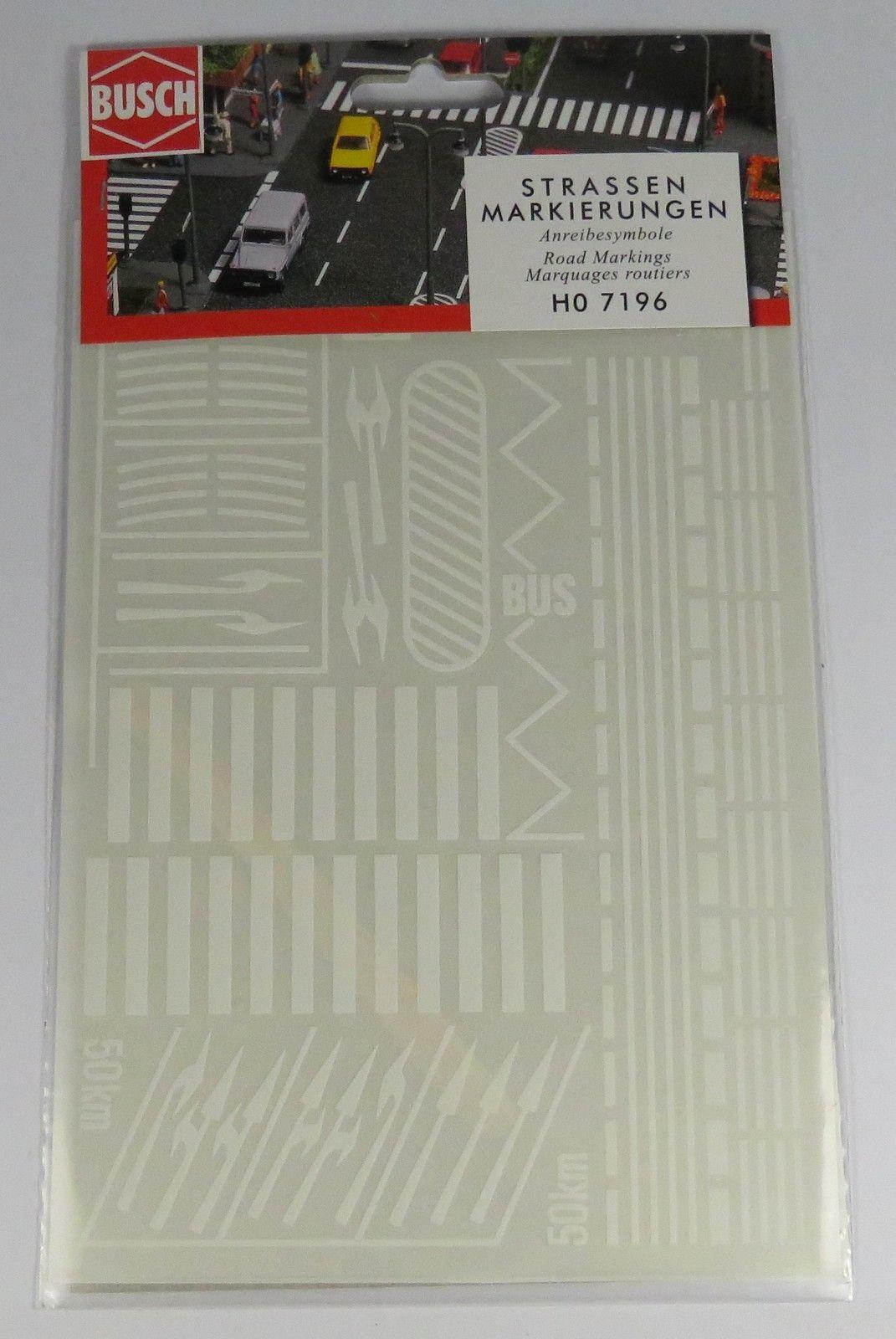 OO / HO Gauge BUSCH 7196 Assorted Road / Street Markings Dry Transfers Bus Stop