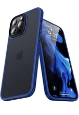 Benks iPhone 13 Pro Case, Translucent Matte PC w/ Soft Edges,Military Grade,Blue