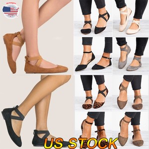 Women-Ballet-Sandals-Shoes-Slip-On-Dance-Shoes-Ankle-Strap-Flat-Casual-Loafers