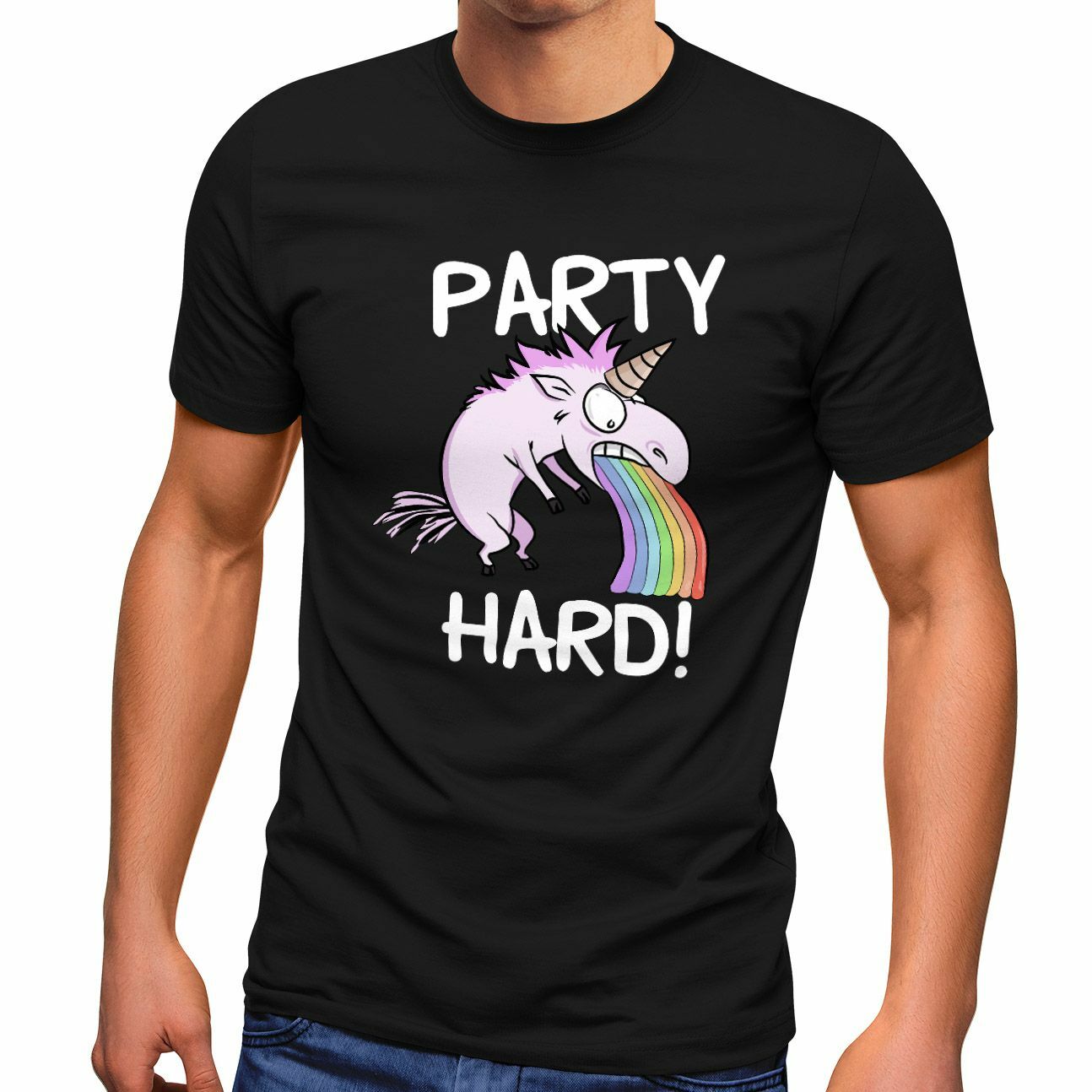 Футболка Herren Party Hard kotzendes Einhorn Feiern Saufen Веселая футболка Spruch 4290₽