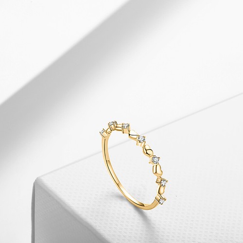 Round Full 0.1ct Natural Diamonds Band Ring Fine Jewelry Solid 18k Yellow Gold - Picture 7 of 10
