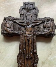 Jesús en la Cruz Madera Tallado Crucifijo Arte Religioso Pared Decoración Cristiana