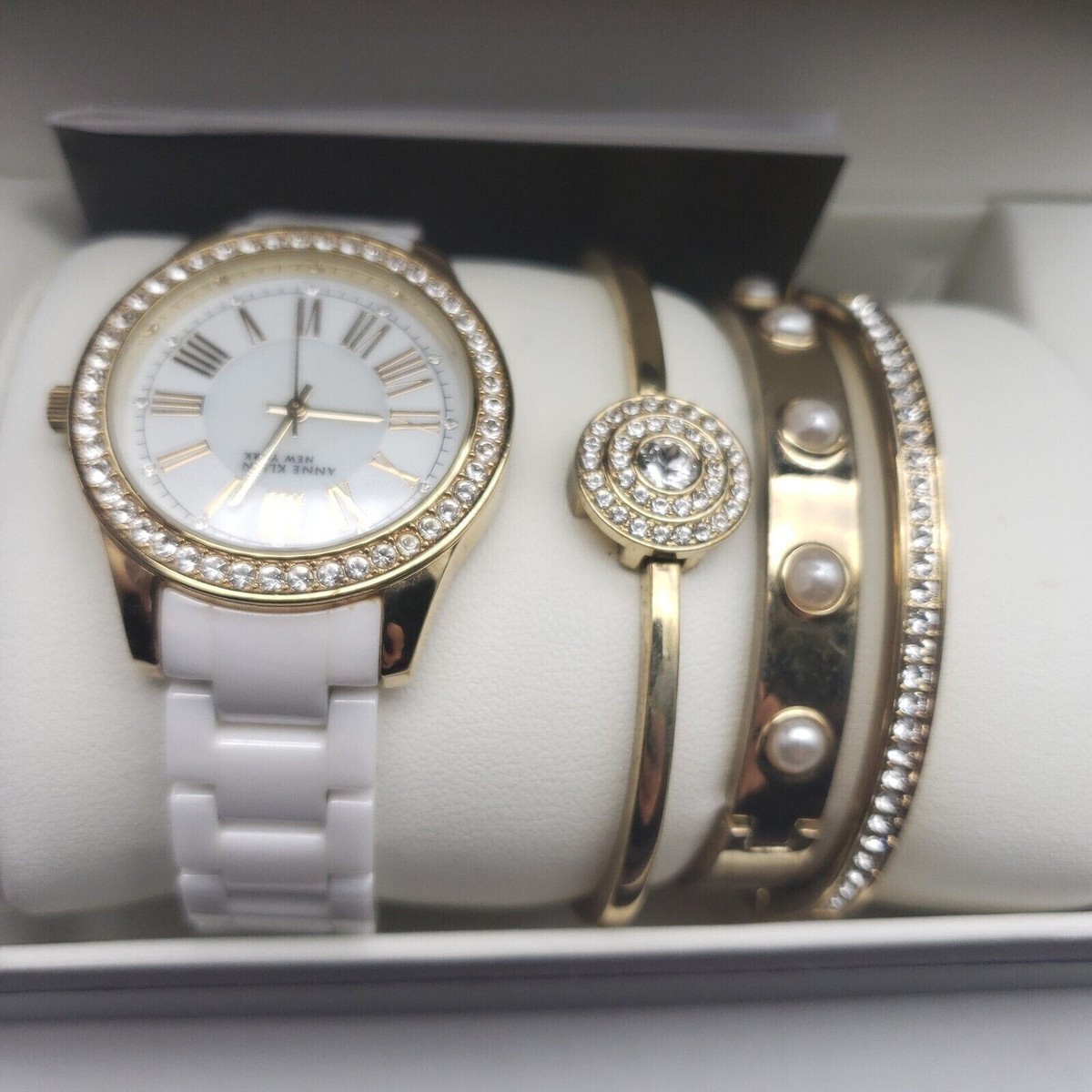 Anne Klein New York Women's Ceramic Watch And Bracelet Set