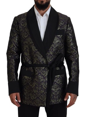 Dolce & Gabbana Gold Jacquard Robe Jacke