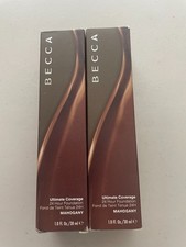Lot of 2 BECCA Ultimate Coverage 24 Hour Foundation Mahogany 1.0 fl oz each New