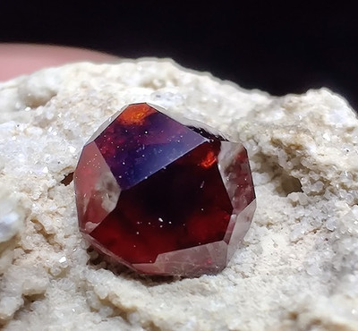 Flawless Sharp Spessartine Garnet in Aesthetic Standing Matrix: Ruby Mountain CO