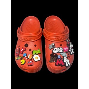 Crocs Classic Clogs Orange Mens 6 Womens 8 Custom Pac-Man Monster Inc Jibbitz Crocs Classic Clogs Orange Mens 6 Womens 8 Custom Pac-Man  main image 2