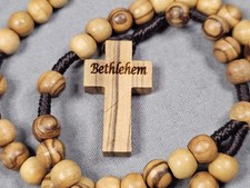 Beautiful Rosary Olive Wood Beads Religious Christian Gift D18