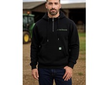 John Deere Men's Quarter Zip Hoodie Black New Medium