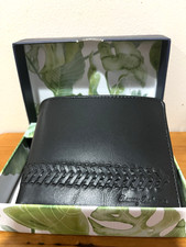 NWT Tommy Bahama Men's Black Leather Bifold Wallet Weave Design 75