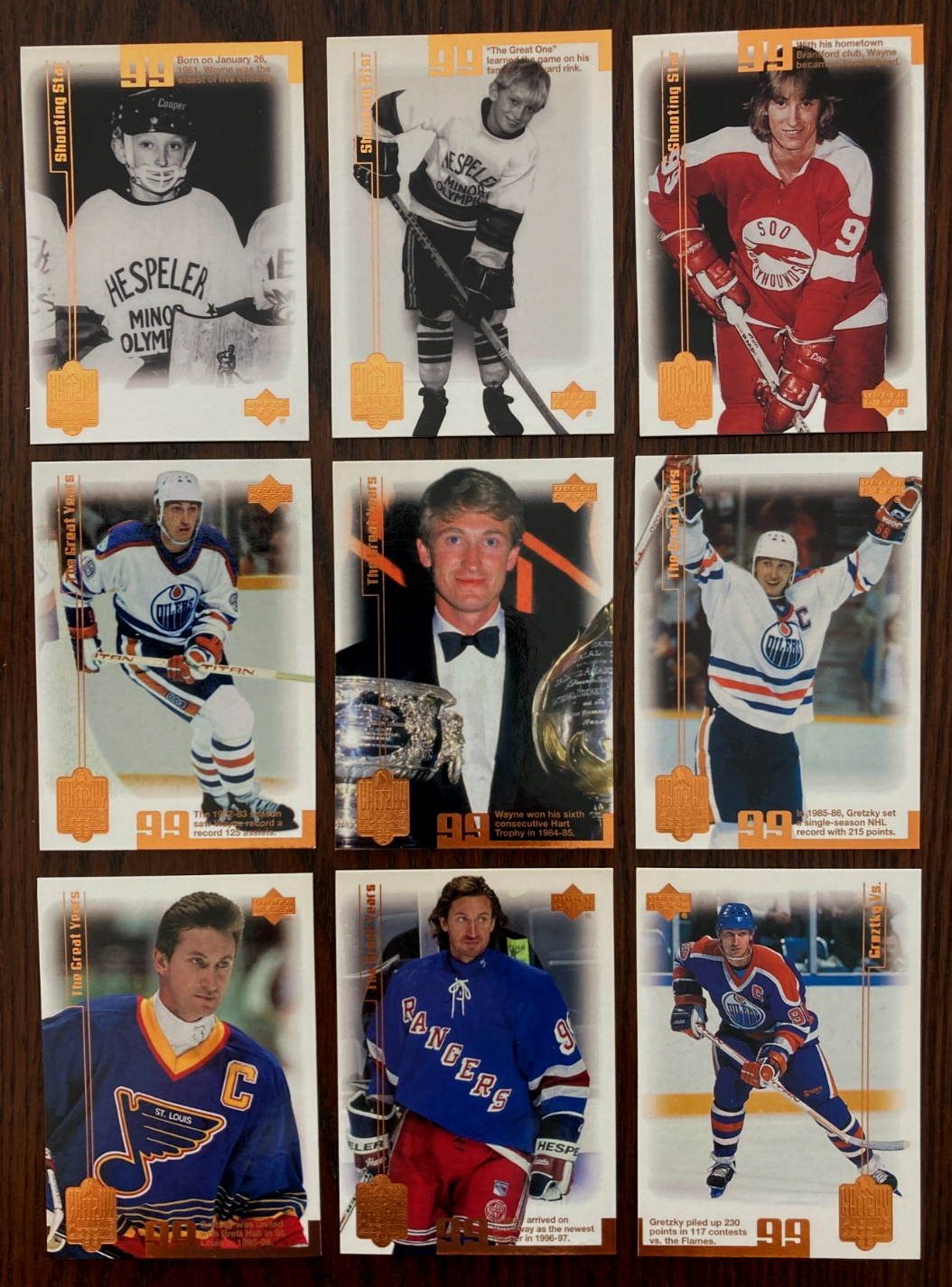 1999-00 Upper Deck Shooting Legend Full Set Wayne Gretzky 1 - 99
