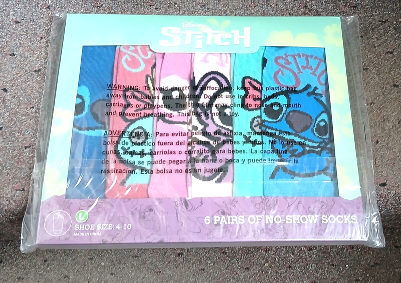 NEW Disney  Stitch 6 Pack No Show Socks Womens/Teens Size 4-10 Box Set NEW