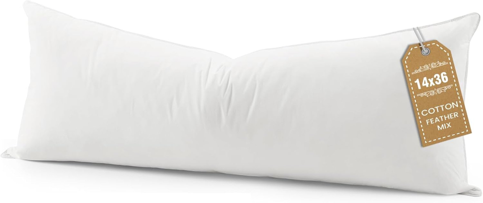 BHZ Euro Throw Pillow Insert 14x36 - Down Feather Alternative Hypoallergenic Pil