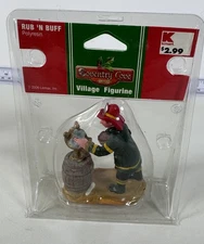 Lemax 2006 Rub 'N Buff Coventry Cove #62337 Fireman Rustic Barrel Gold Bell Wax