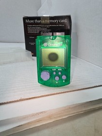 DAMAGED BUT WORKS Sega Dreamcast Clear Green VMU OEM Visual Memory Unit #B16