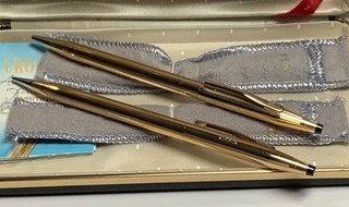 VINTAGE CROSS "CLASSIC" PEN PENCIL SET # 1501 14K GOLD FILLED IN ORIGINAL BOX