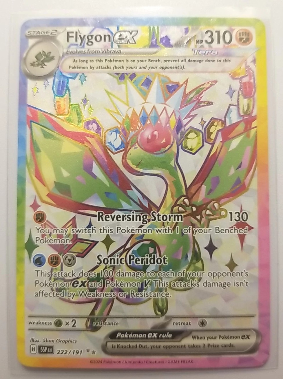 Pokemon TCG Flygon EX Holo Ultra Rare Card Sv08: Surging Sparks 222/191