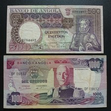 Angola 500 & 1000 Escudos 1972 1973 Carmona and Camões  - Fine