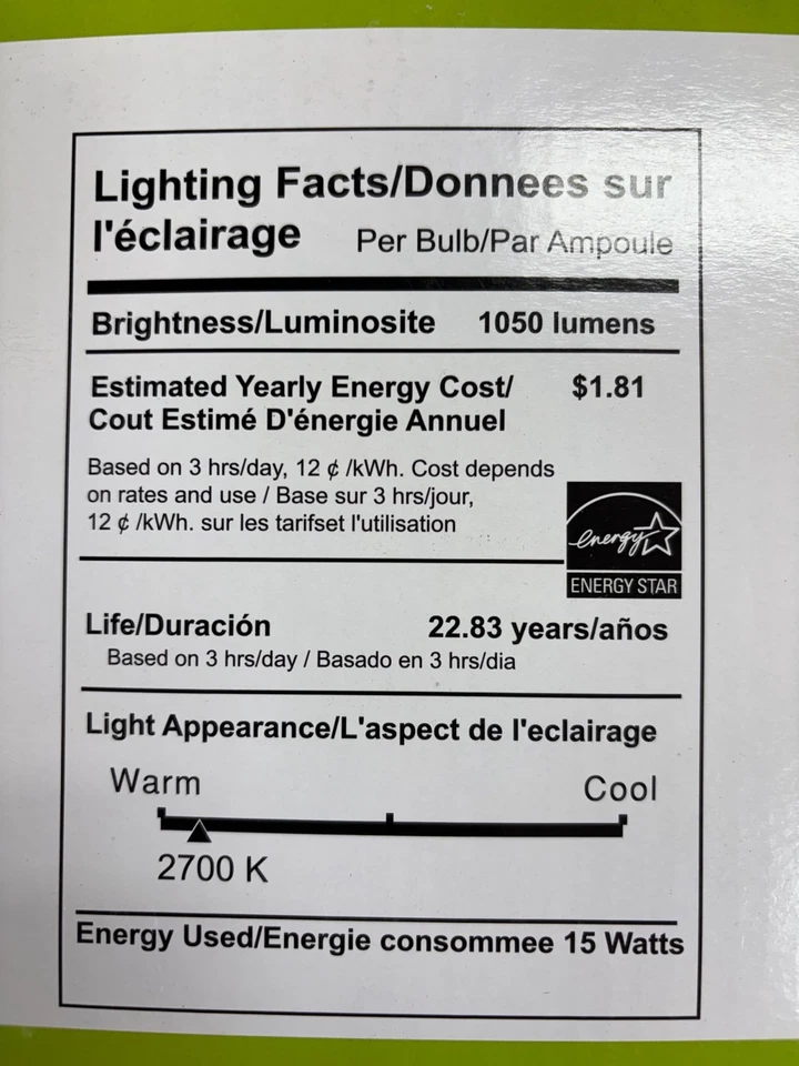 (2 Pk) 15W LED Par38 2700K dimmable @120 volts 40 deg beam angle - Image 3 of 4