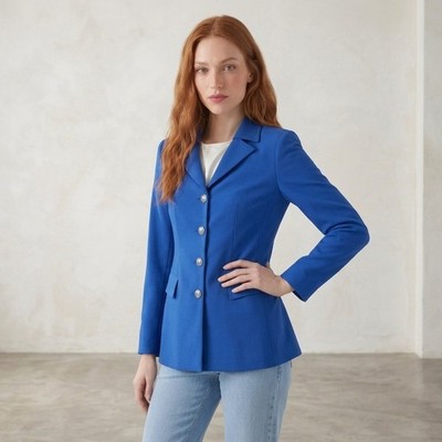 ESCADA Margaretha Ley Women's Blue 100% New Wool Blazer Jacket Size 38 Germany
