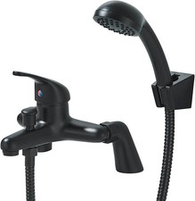 Bathroom Sink Taps Black with Shower Head, Modern Bath Tap with Shower Kit