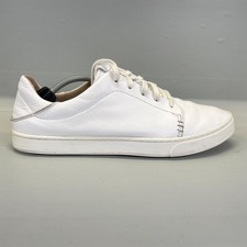Olukai Pehuea Li 'ili Shoes Womens Size 10 White Leather Lace Up Casual Sneakers