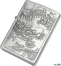 Accendino Zippo drago stile giapponese inciso antico classico usato