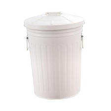 Outdoor Rund Mülleimer 17 L Beige Eisen Abfalleimer für Haus Garage Hinterhof