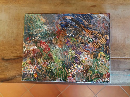 Acrylbild Kunststück 18x25 Cm Kunstwerk Landschaft Blumen Direkt vom Künstler - Bild 3 von 10