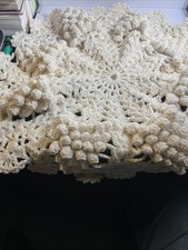 Vintage Hand Crochet Doily 20" Round White Table Centerpiece Lace Decor Large