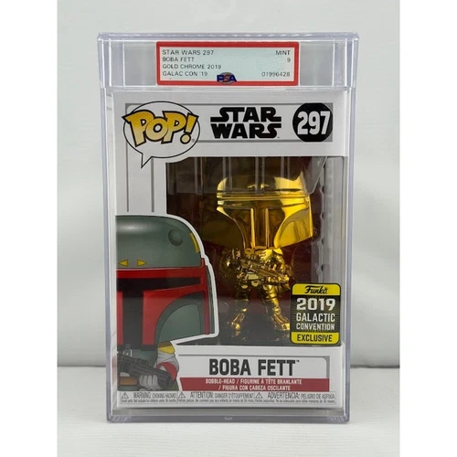 #297 Funko Pop Star Wars Golden Boba Fett PSA 9 2019 Galactic Con