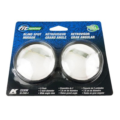 K Source C030W 3'' Round Convex Blind Spot Mirrors, 2 Pcs