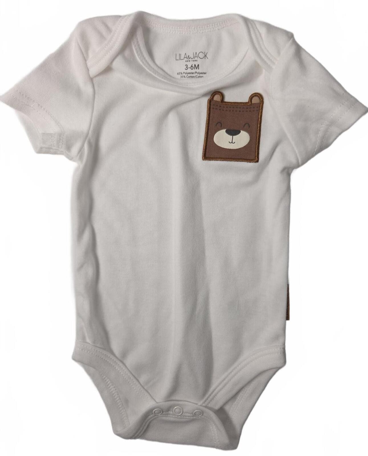 Lila & Jack Baby Bodysuit Set 3-6 Months - Bear Print & White image 2