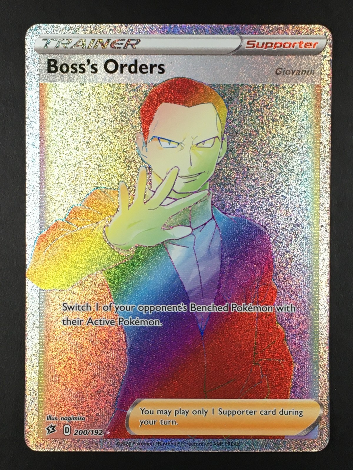 Pokemon TCG Boss's Orders 200/192 Rebel Clash Secret Rare Full Art Trainer NM